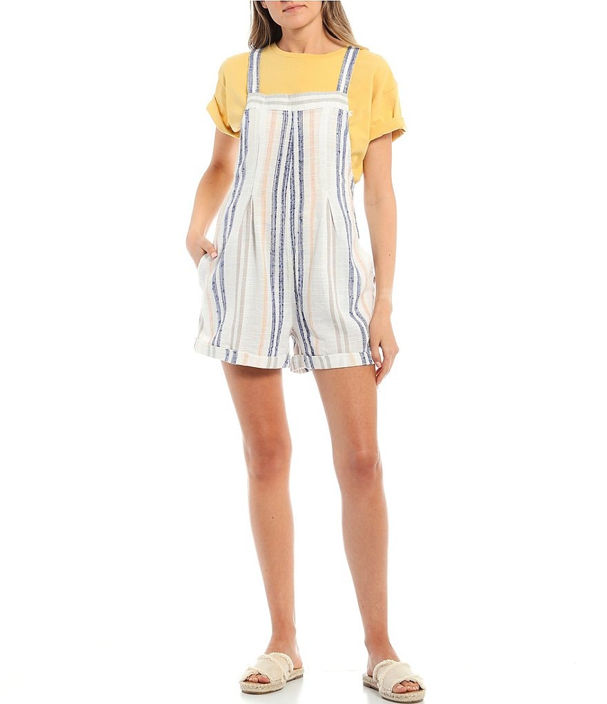 Rip Curl Multi-Striped Villa Cuffed-Hem Romper