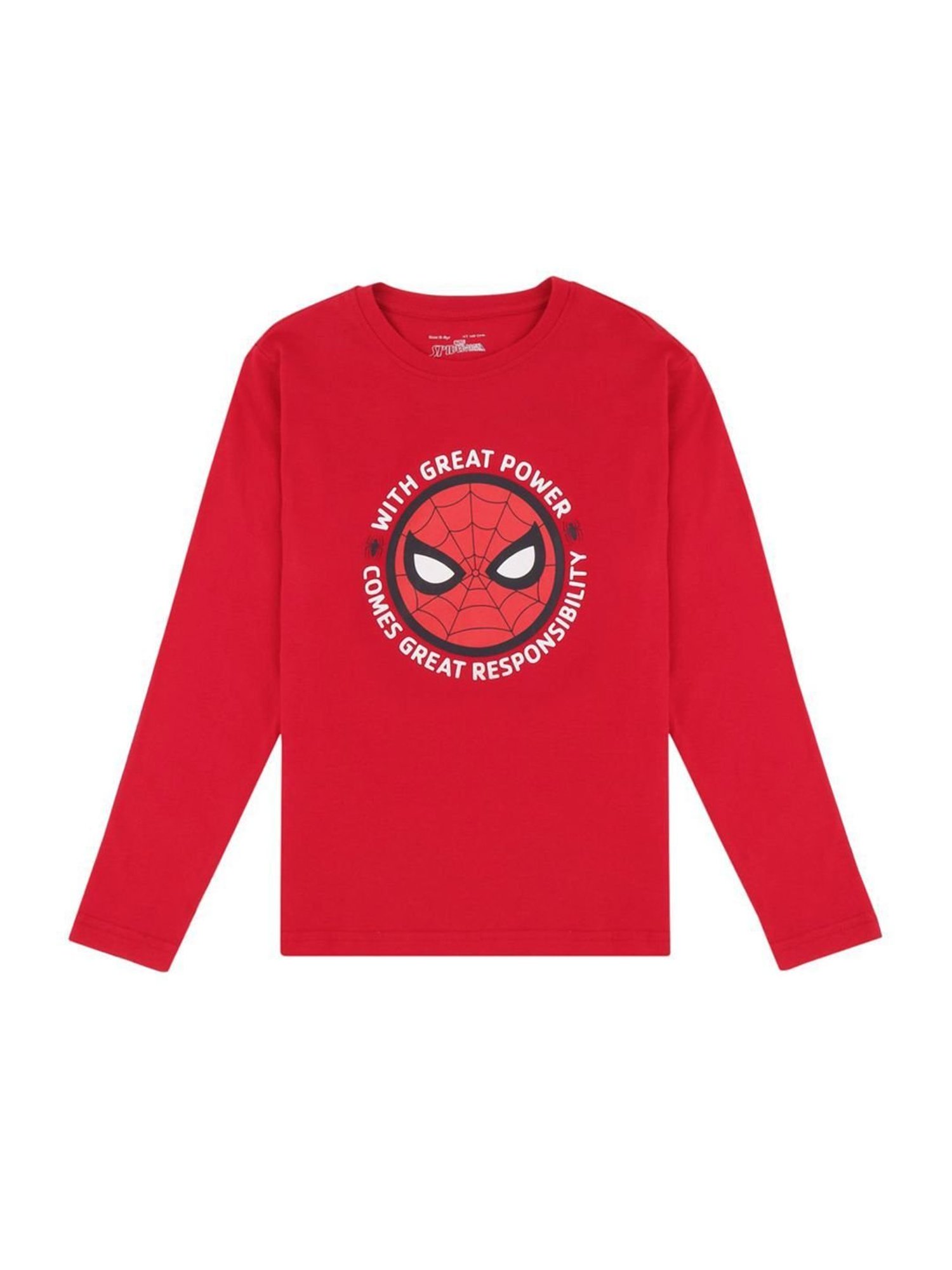 Proteens Kids Red Crimson Cotton Printed Full Sleeves T-Shirt