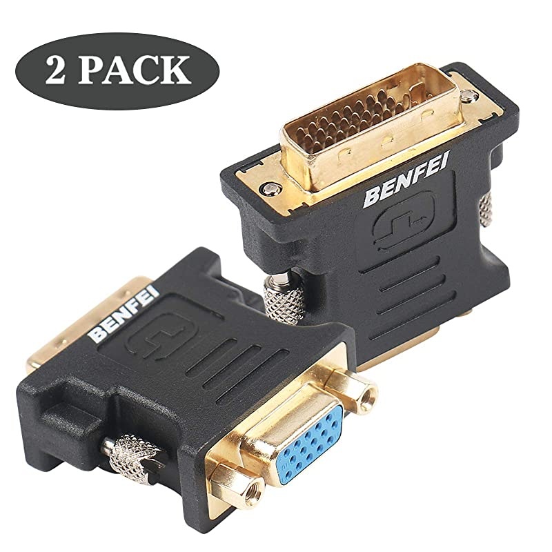 DVII to VGA Adapter  2 Pack DVI 24+5 to VGA Male to Female Adapter with Gold Plated Cord