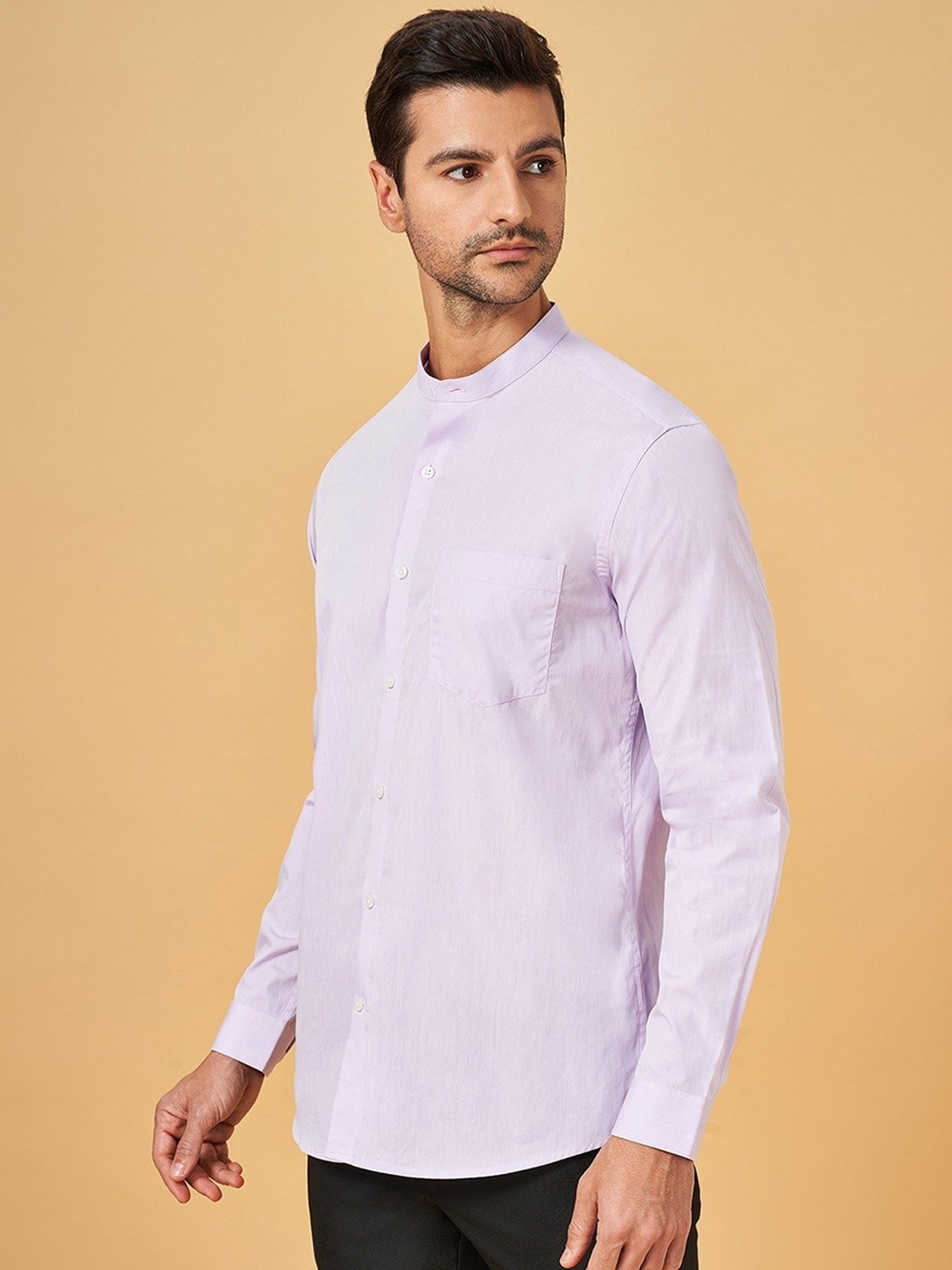 Peregrine By Pantaloons Pale Lilac Slim Fit Shirt