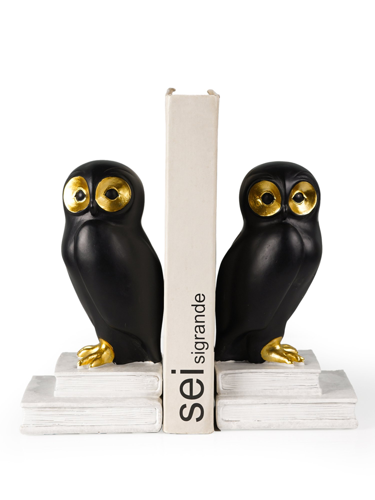 The Artment Decorative Set of 2 Black Owl Polyresin Bookend - Book Organizer
