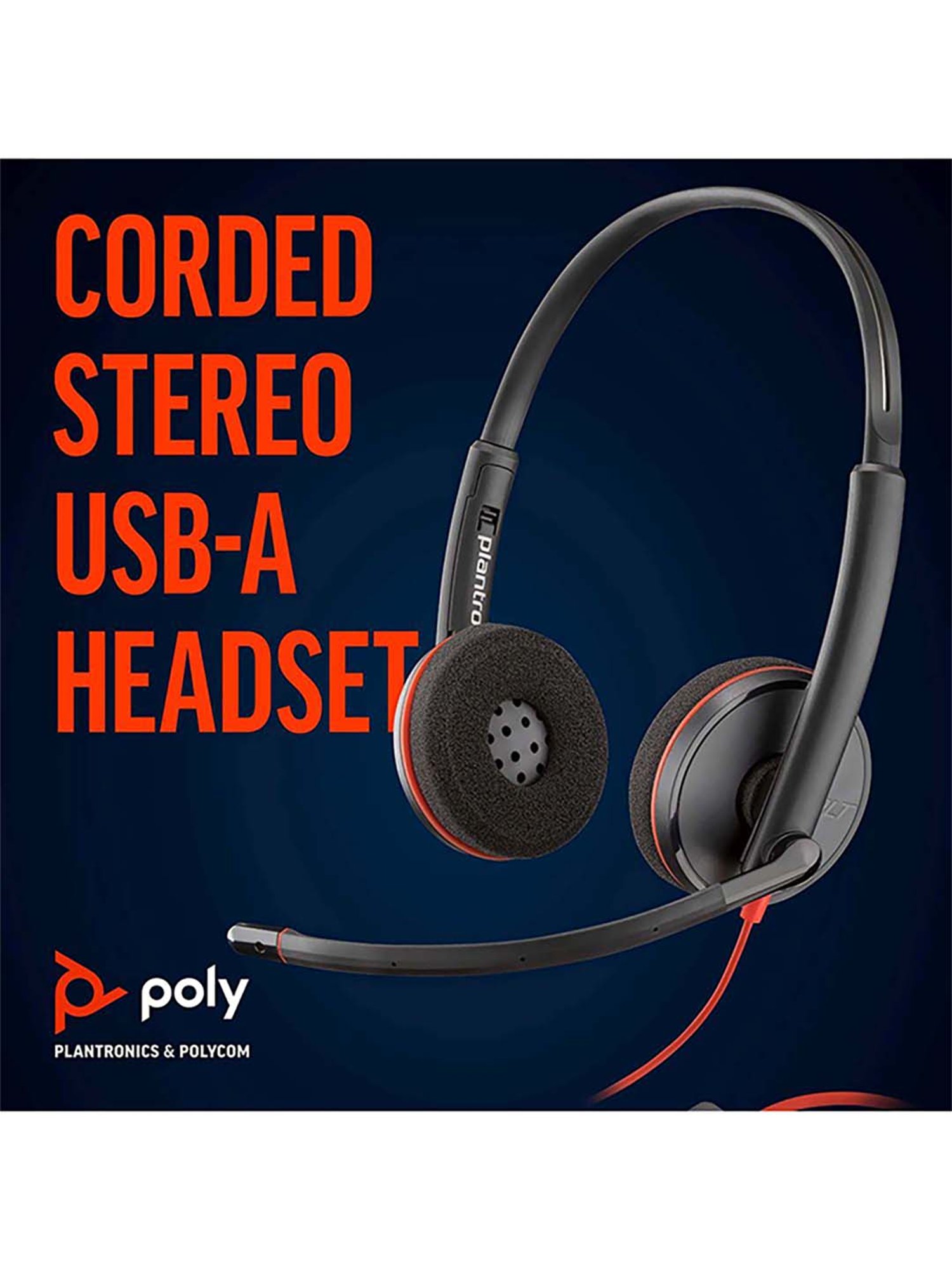 Poly Blackwire 3220 209745-22 Wired Headphone with Microphone (Black)