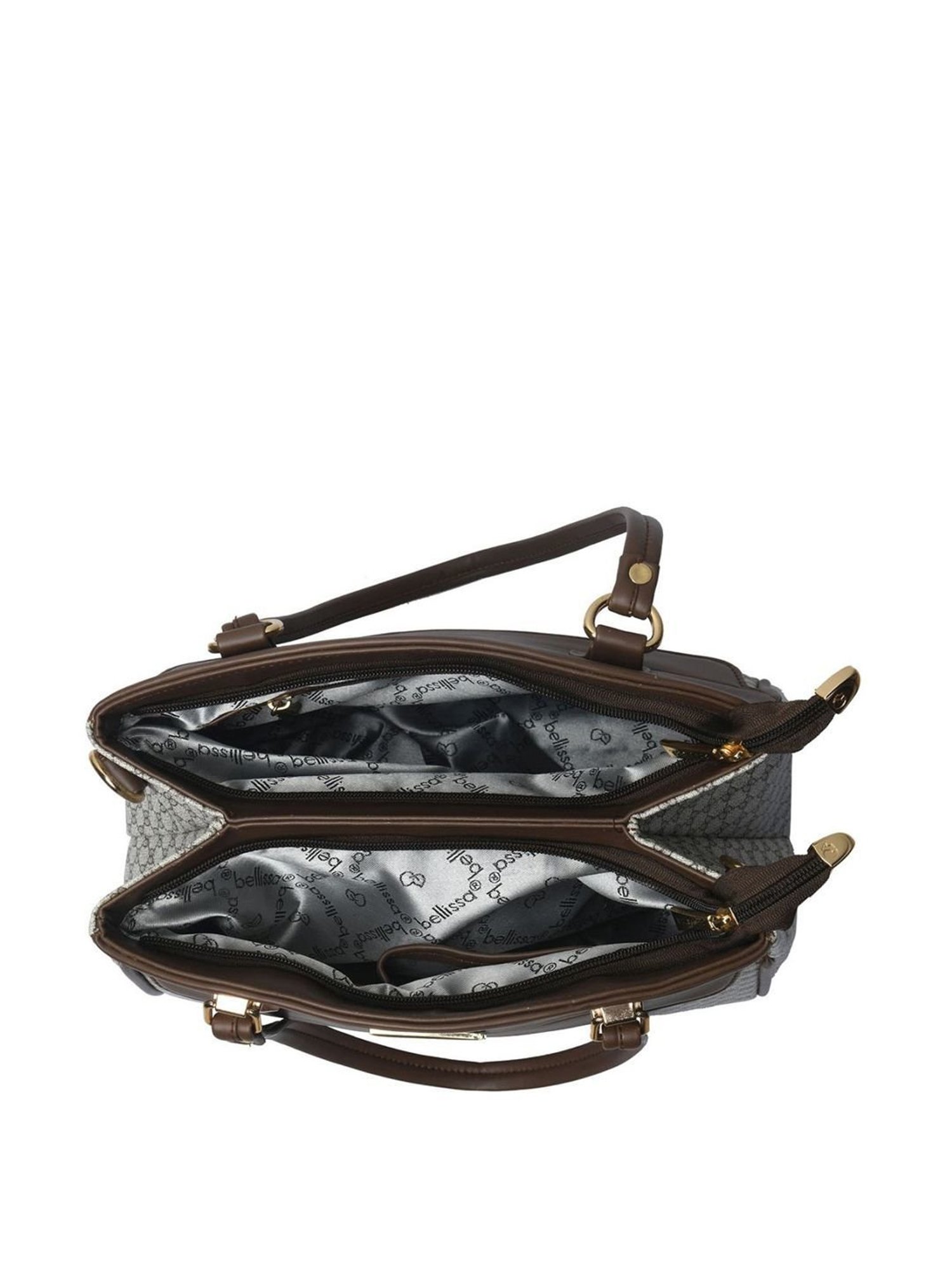 Bellissa Grey & Brown Printed Medium Shoulder Handbag