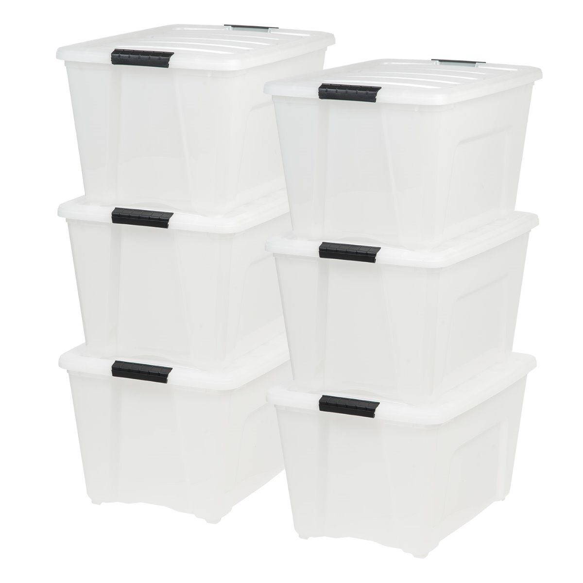 IRIS USA, Inc. TB-56D 53 Quart Stack & Pull Box, Multi-Purpose Storage Bin, 6 Pack, Pearl