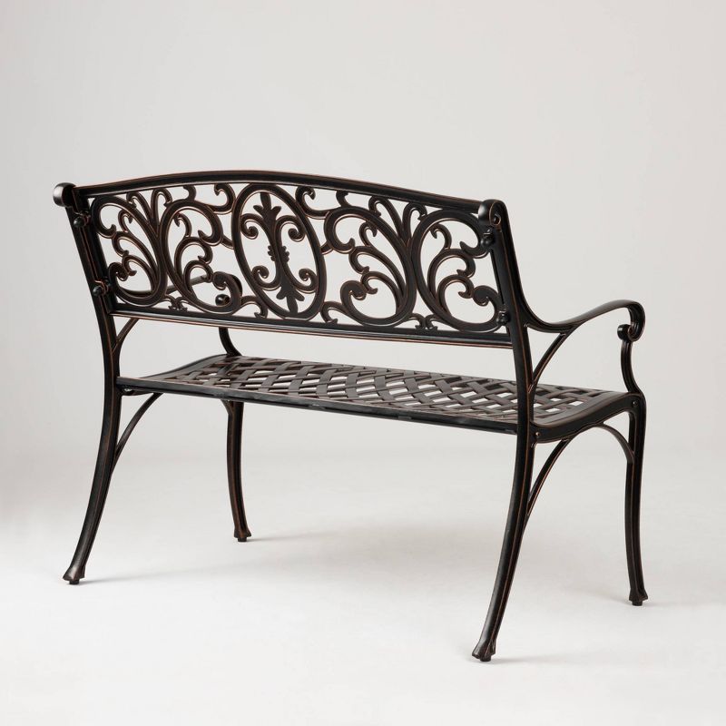 Decatur Aluminum Patio Bench - Antique Bronze - Balkene Home