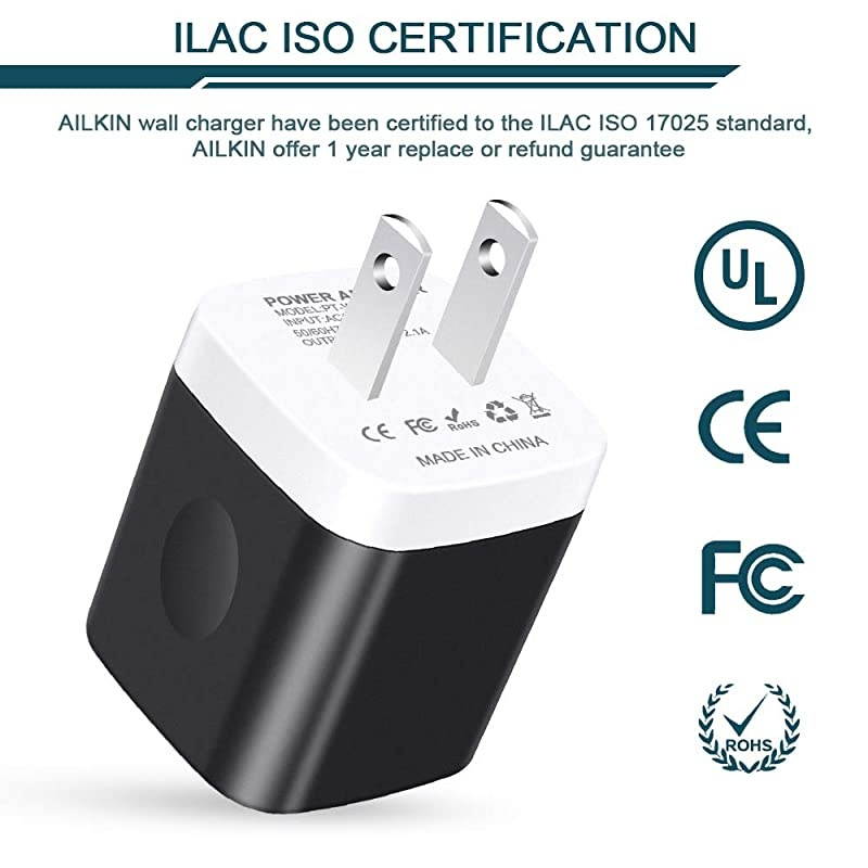 USB Wall Charger, Charger Adapter,  6-Pack 2.1Amp Dual Port Quick Charger Plug Cube Replacement for iPhone X/8/7/6S/6S Plus/6 Plus/6, Samsung Galaxy S7/S6/S5 Edge, LG, HTC, Huawei, Moto etc.