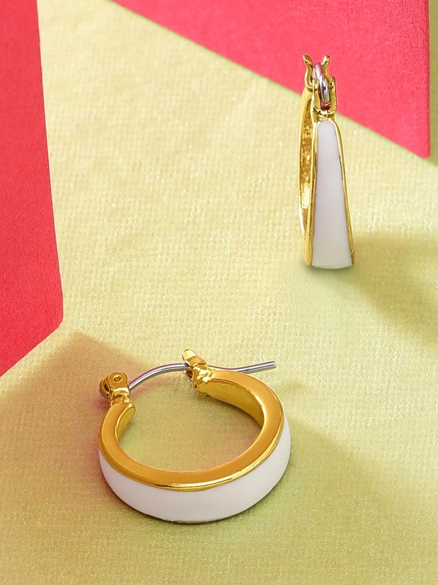 Accessorize London Pastel Pop White & Golden Zinc Hoop Earrings