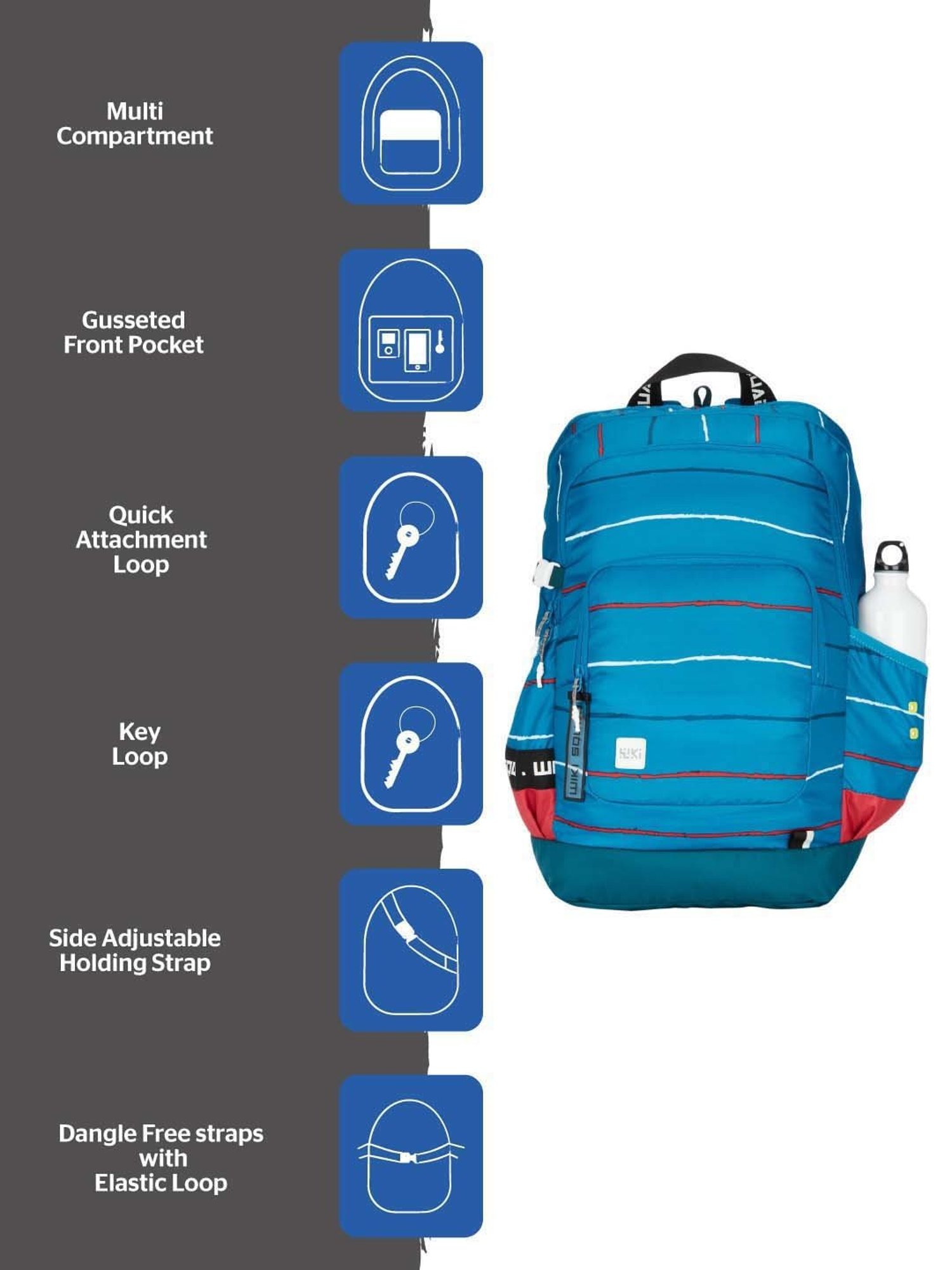 Wiki 40 Ltrs Blue Medium Backpack