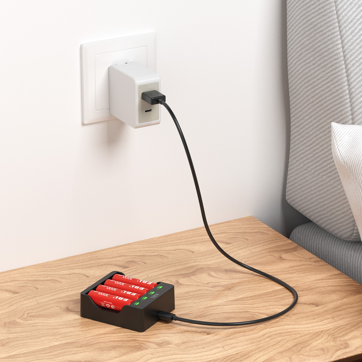 EBL AA Li-ion Rechargeable 3000mWh Lithium Batteries, 1.5V Constant Voltage Battery for Toys and Phone