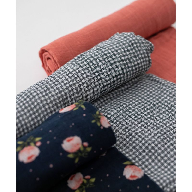Little Unicorn Cotton Muslin Swaddle - Midnight Rose Set 3pk
