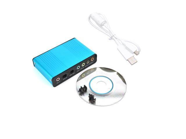 Blue 6 Channel External Sound Card 5.1 Surround Sound USB 2.0 External Optical Audio Sound Card Adapter for PC Laptop