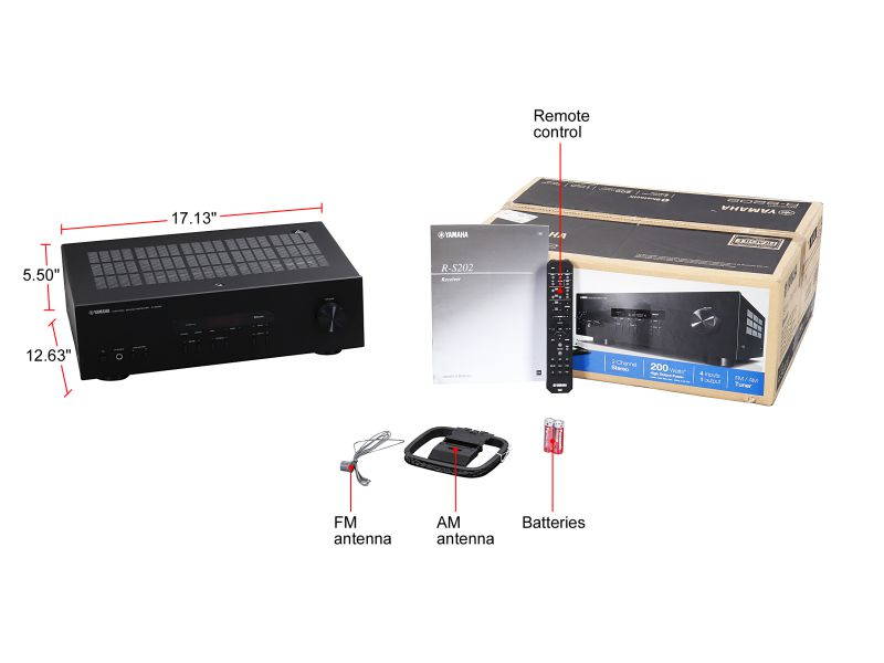 Yamaha R-S202 Stereo Receiver with Bluetooth, Black