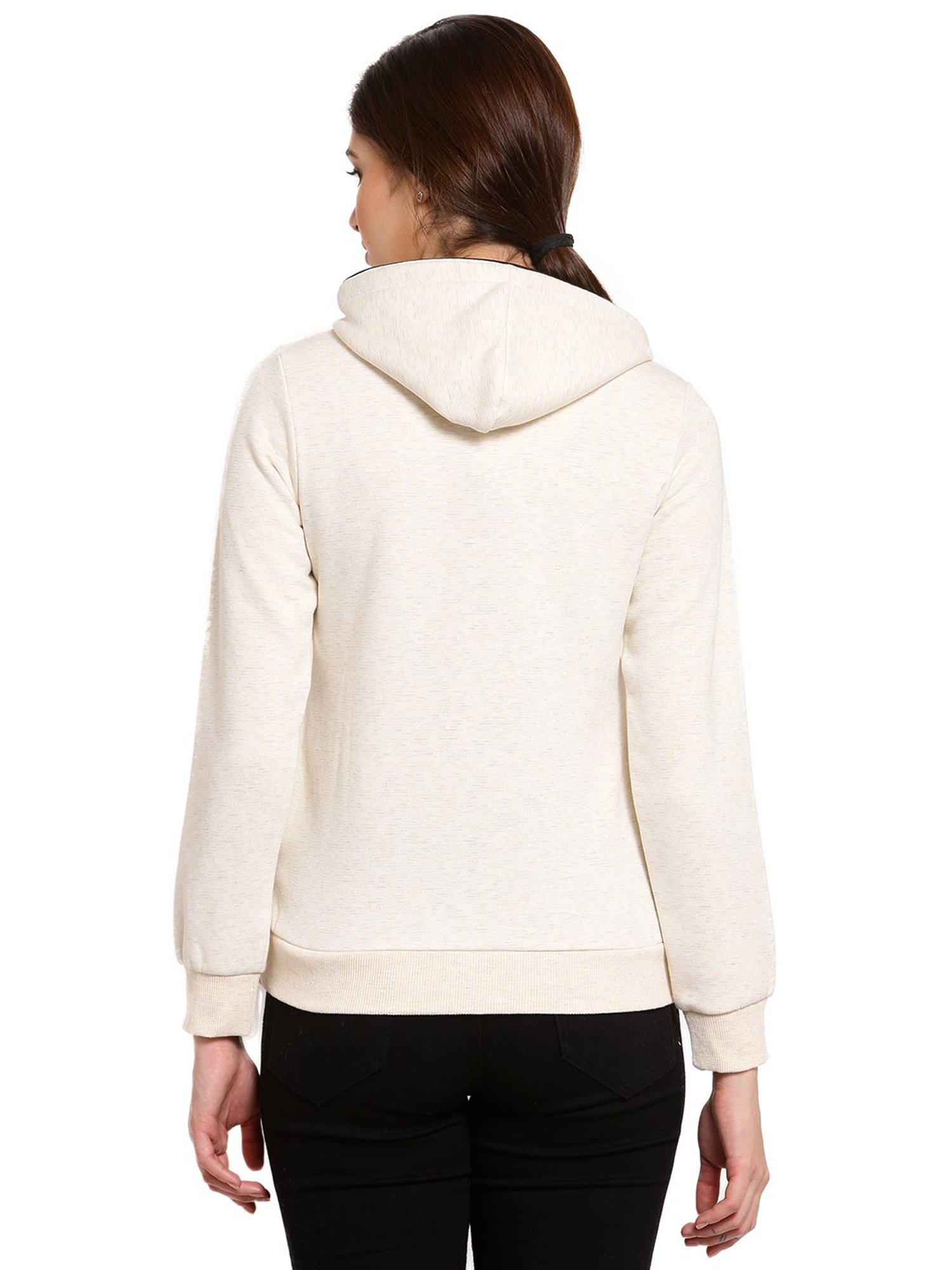 Juelle Beige Embellished Hooded Sweatshirt