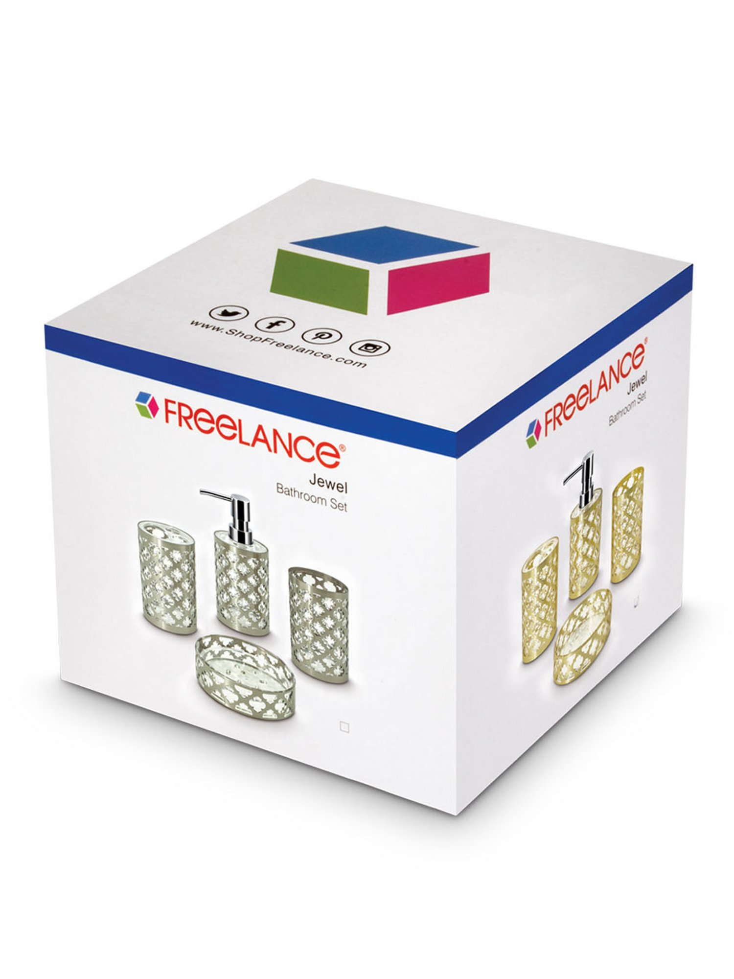 Freelance Gold Polyresin Set of 4 Bathroom Accessories