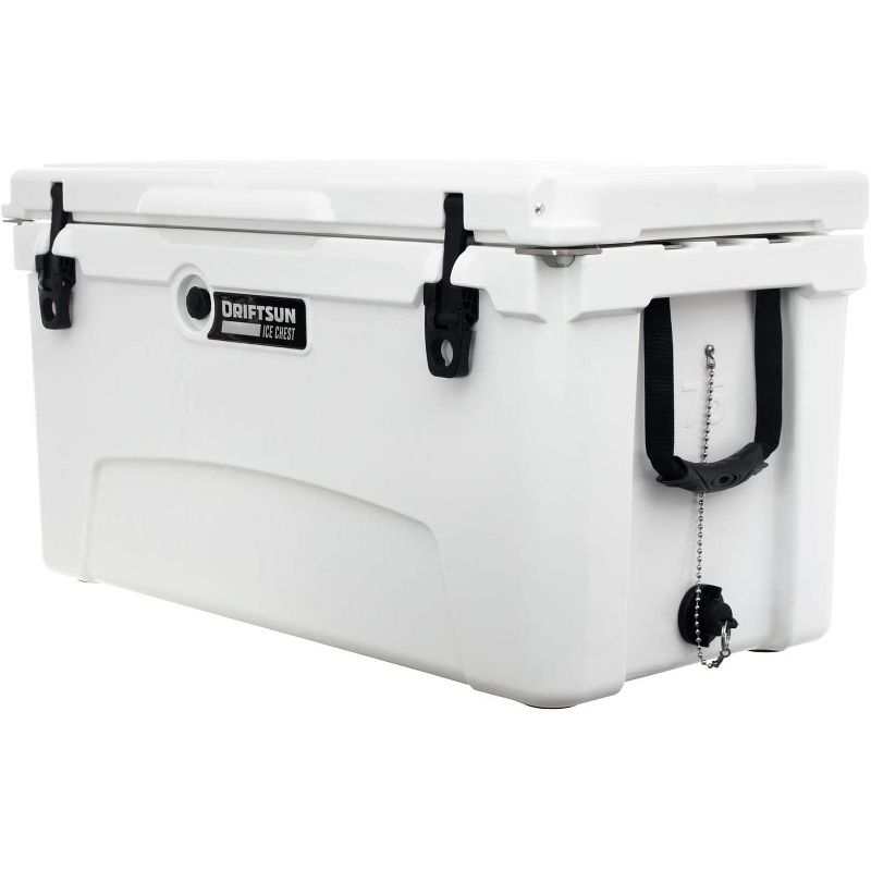 Driftsun 75 Quart Heavy Duty Rotomolded Cooler Thermoplastic UV Resistant Portable Insulated Hardside Ice Chest, White