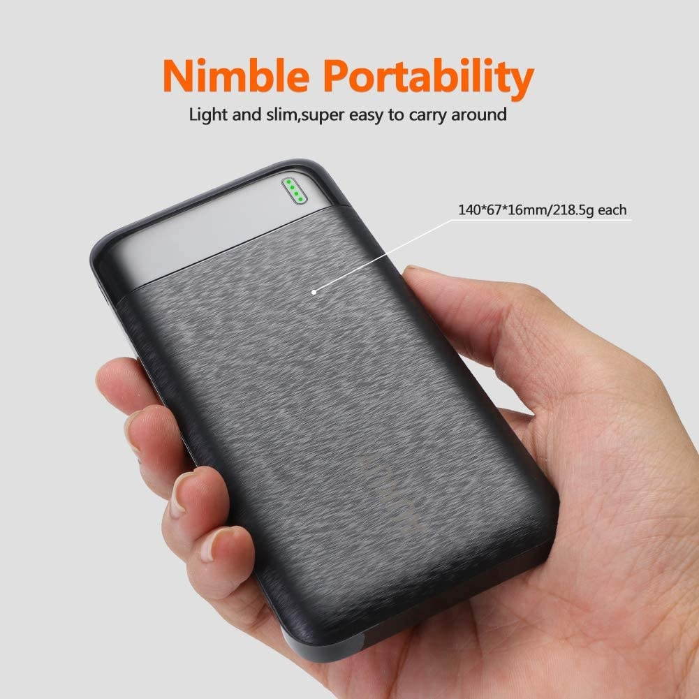 AUKUY Portable Charger 2 Pack 10000mAh Power Banks Slim and Light with Dual 2.1A High-Speed Charging Outputs and Fast Recharge Input External Battery Compatible with Phone Google LG iPad