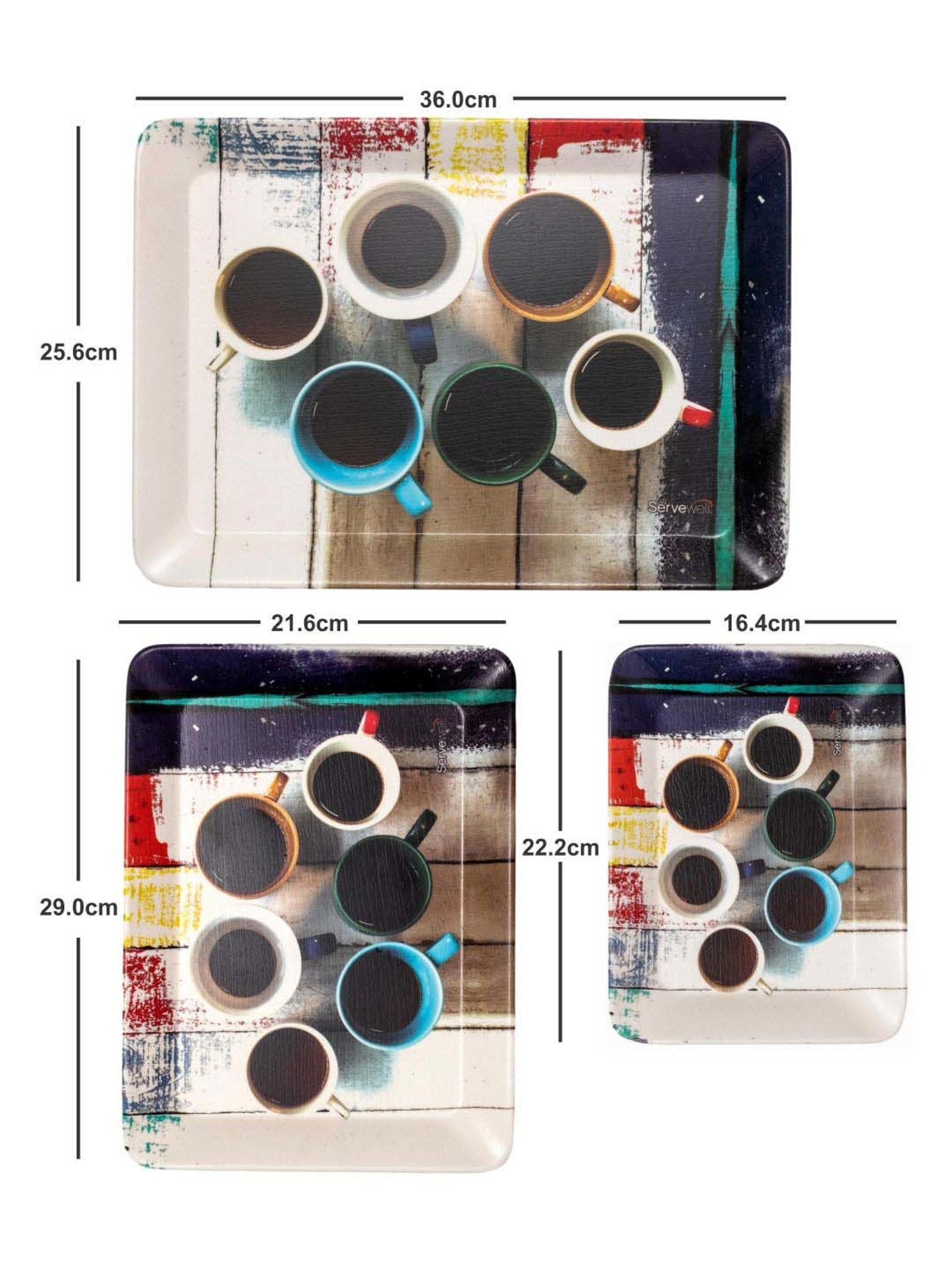 Servewell Cuppa Joe Melamine Persian Trays - Set of 3