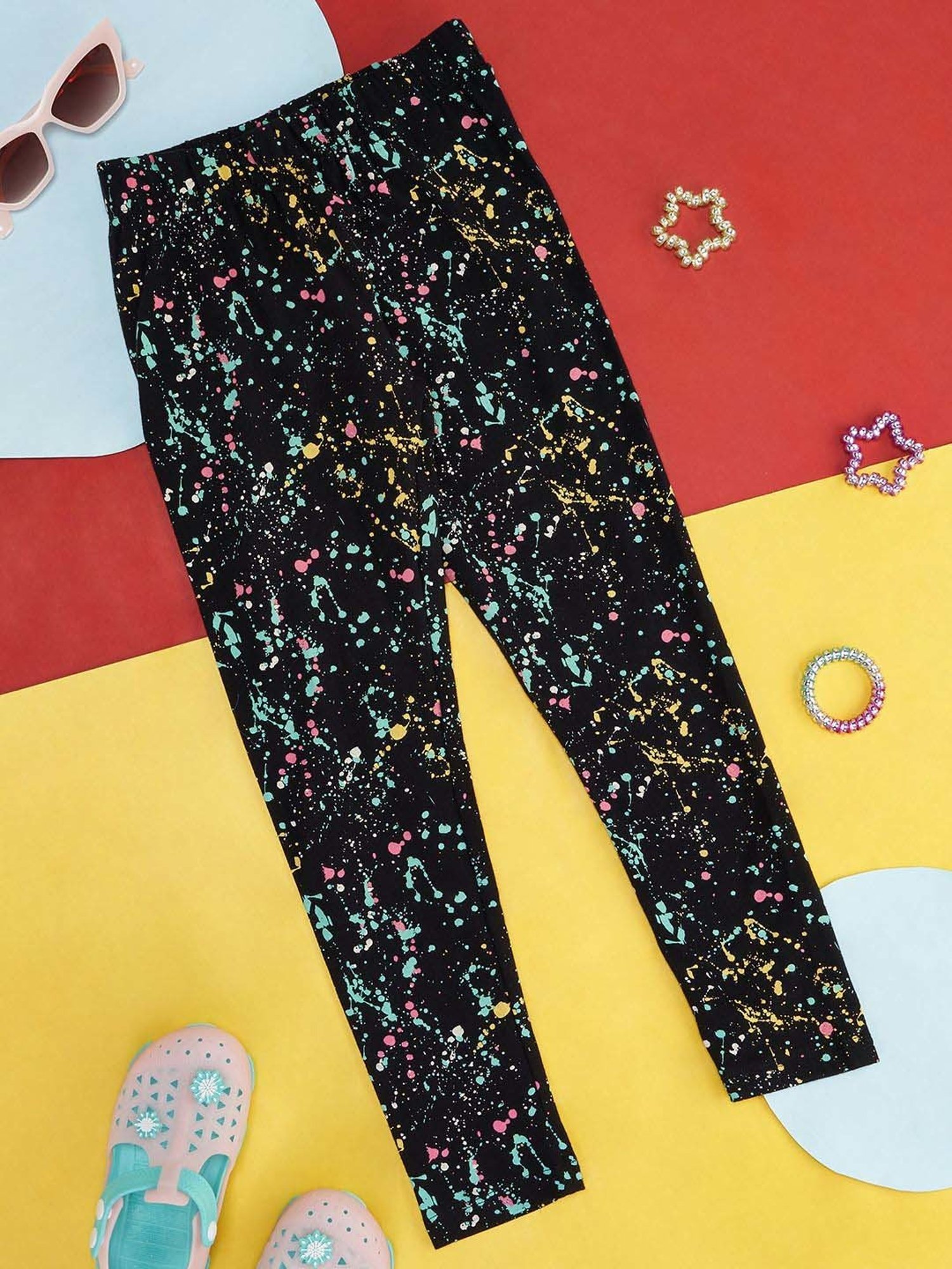 Jockey Kids White & Black Cotton Striped Leggings