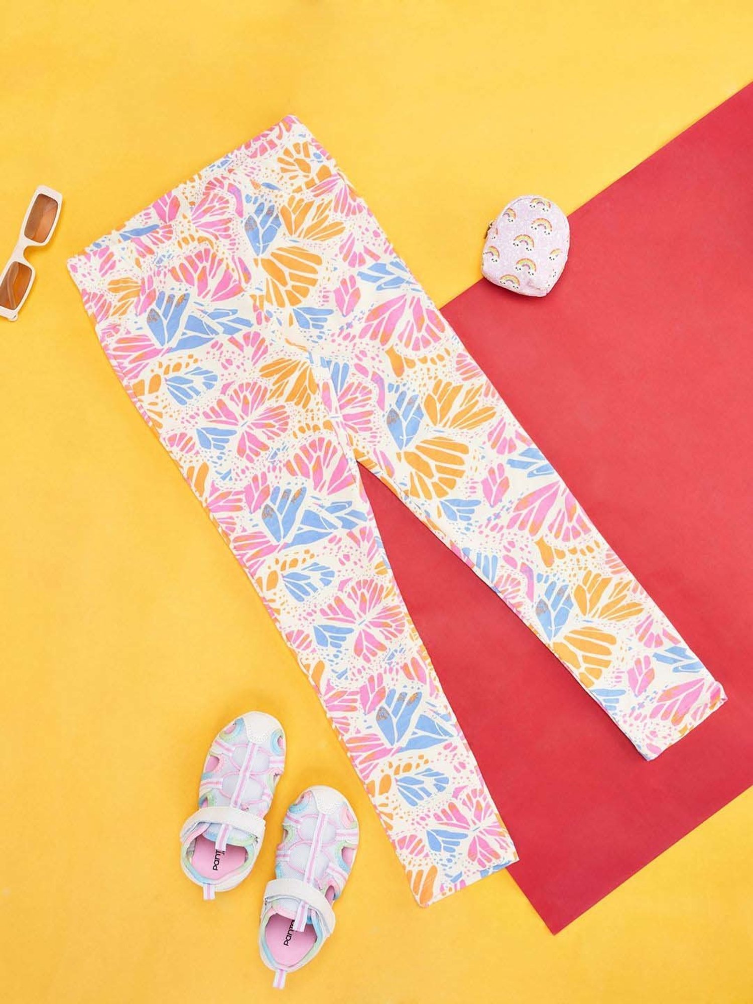 Pantaloons Junior Pink Cotton Embellished Leggings