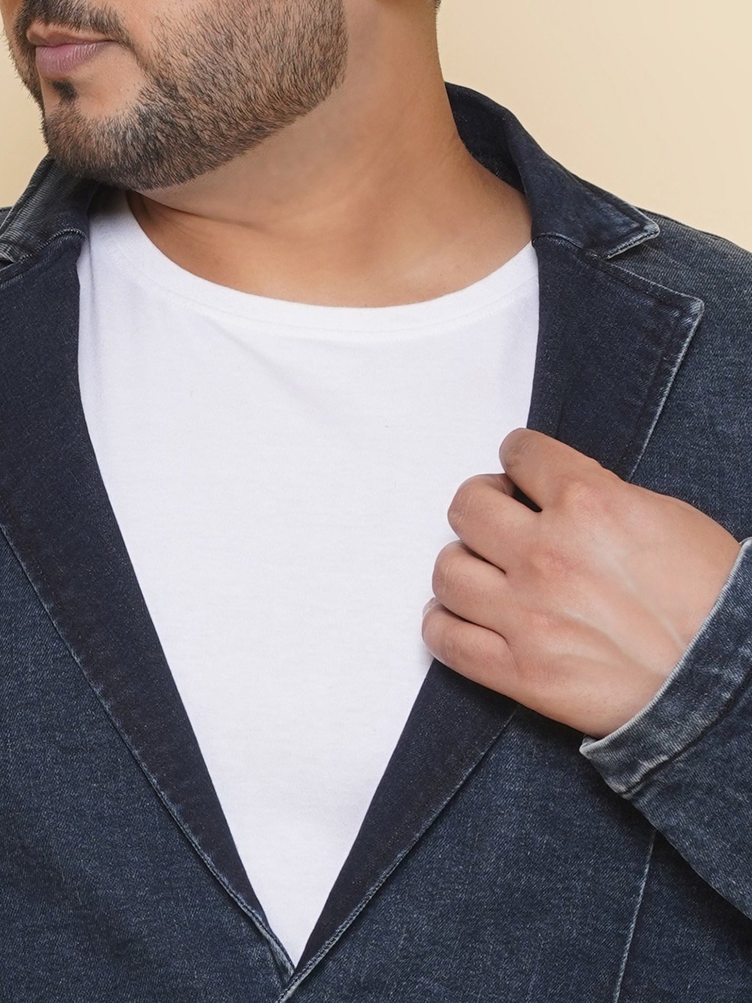 John Pride Dark Blue Regular Fit Plus Size Blazer