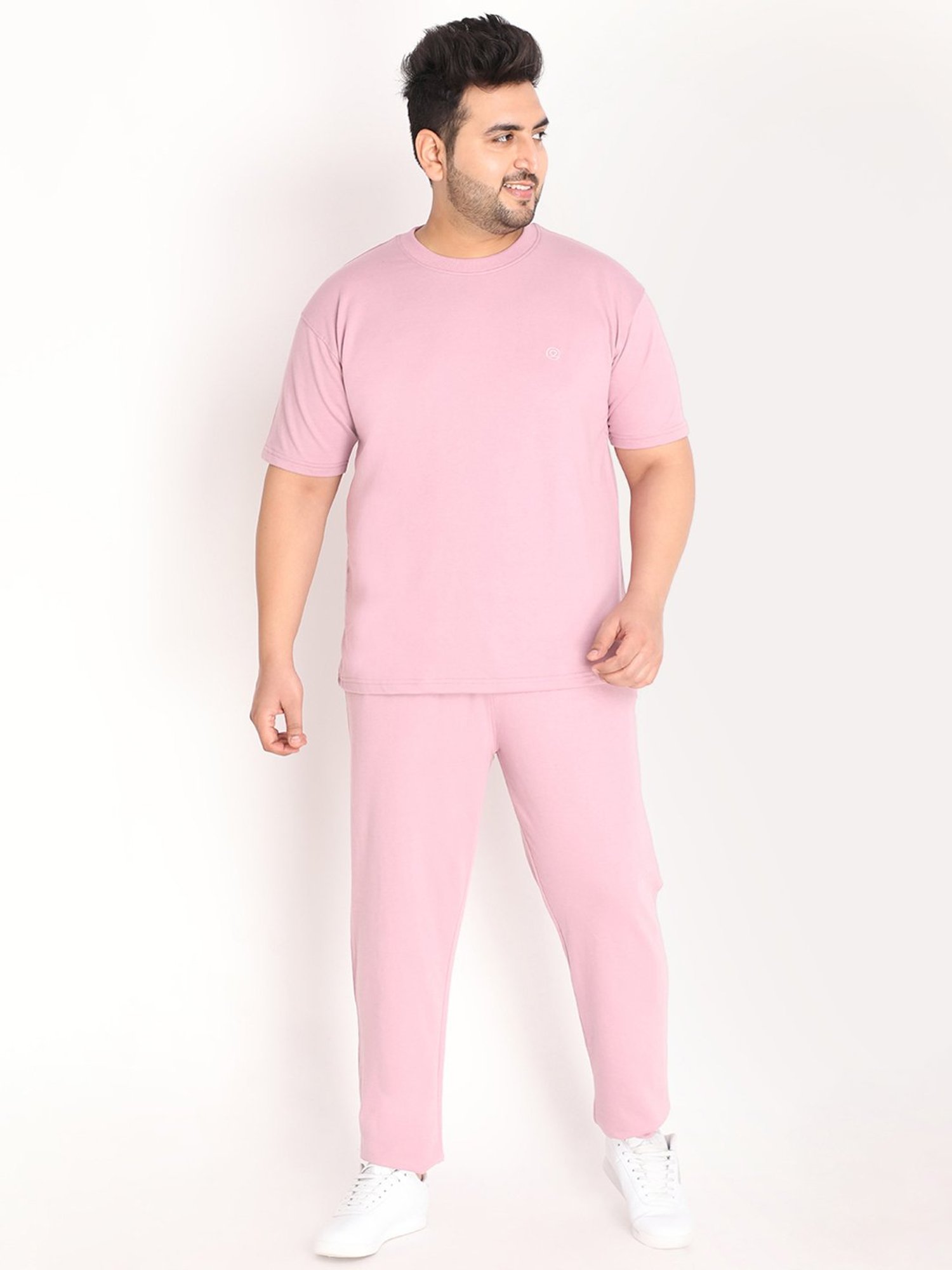 Chkokko Pastel Pink Cotton Relaxed Fit Track Suit