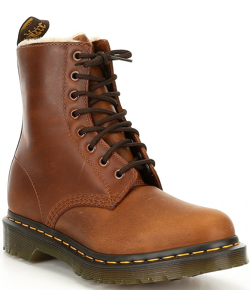 Dr. Martens 1460 Serena Leather Faux Fur Lined Combat Booties