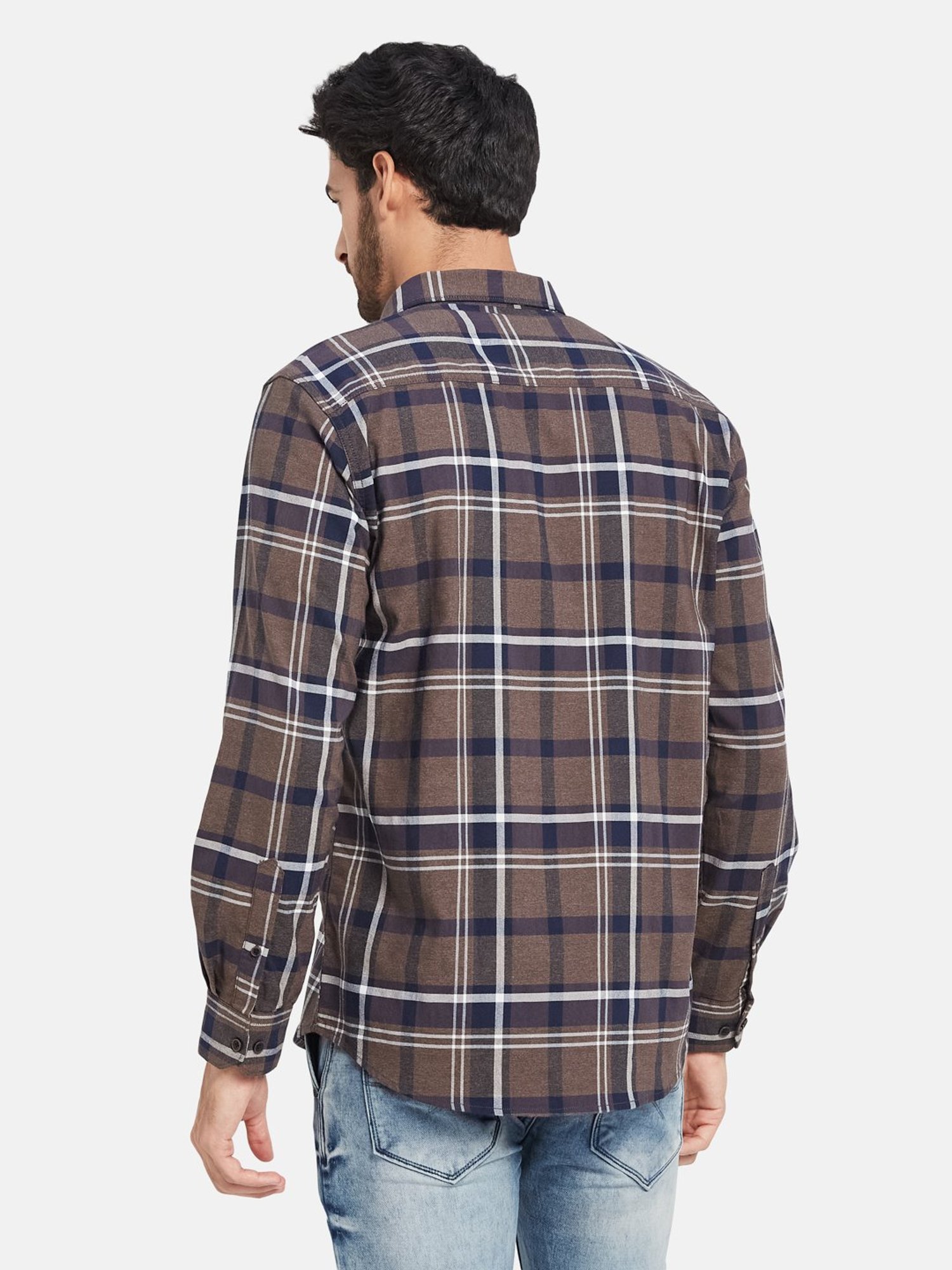 METTLE Brown Regular Fit Check Shirt