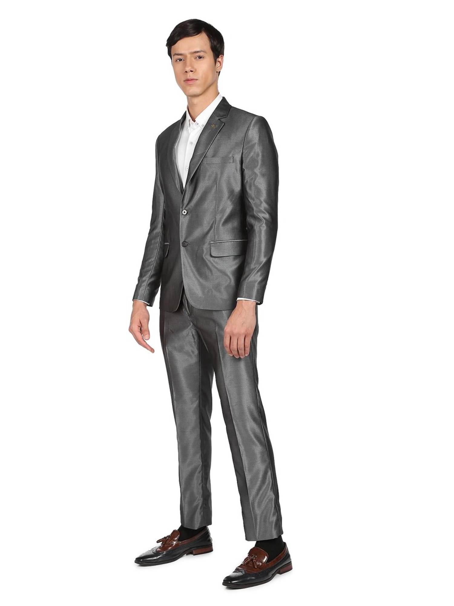 Ad By Arvind Grey Regular Fit Two Piece Suit