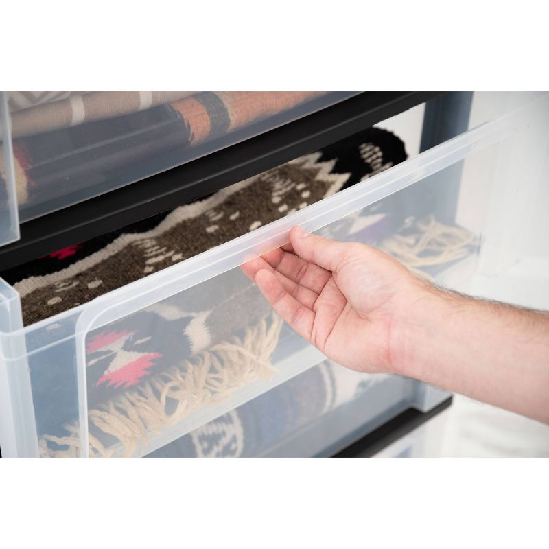 Homz 4-Drawer Medium Rolling Storage Cart - Black with Smoke Drawers