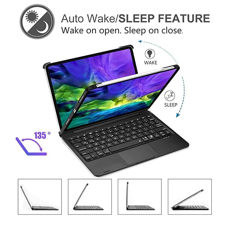 iPad Pro 11 Case 2020 with Keyboard amp Touchpad Backlits Bluetooth Flip Smart Keyboard Case for iPad Pro 1st amp 2nd Gen 11quot 20182020 NO Home Button Compatible with Apple PencilBlack