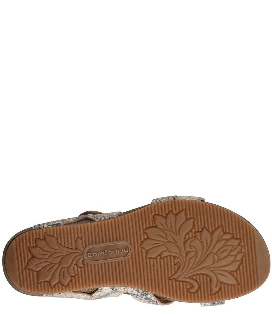 Comfortiva Gardena Snake Print Leather Sandals