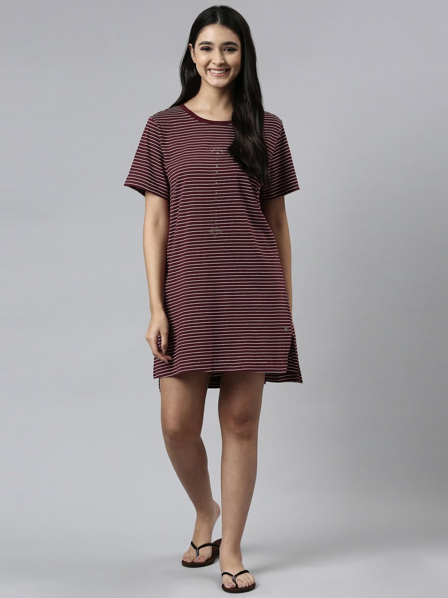 Enamor Red Striped Sleep Tee