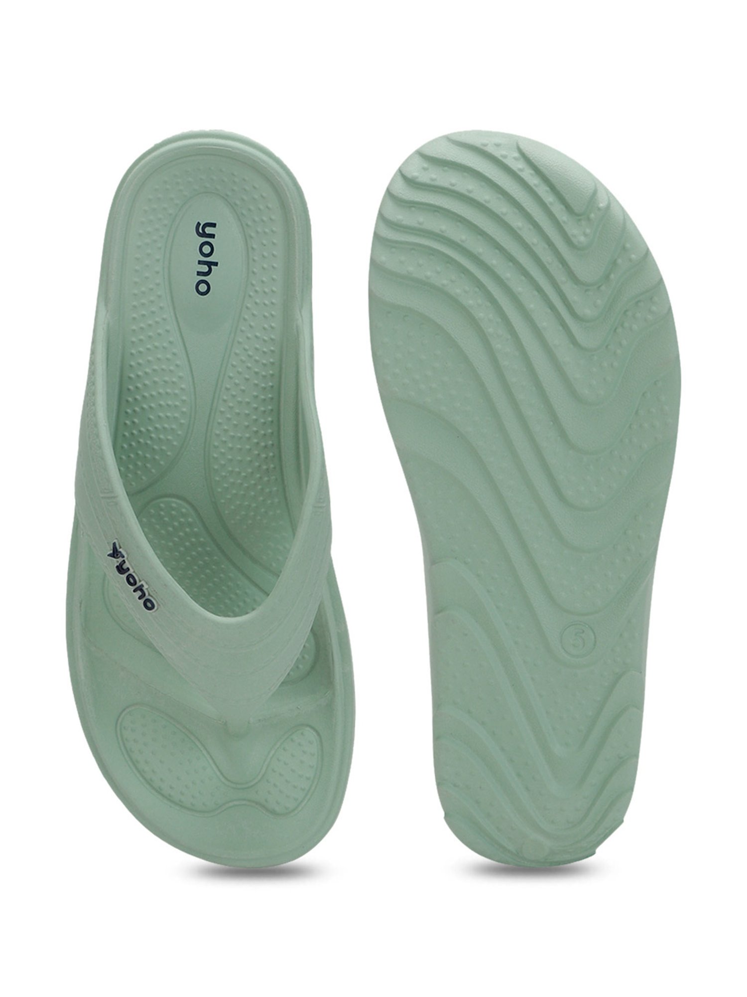 Yoho Women's Accupressure Drizzle Green Flip Flops