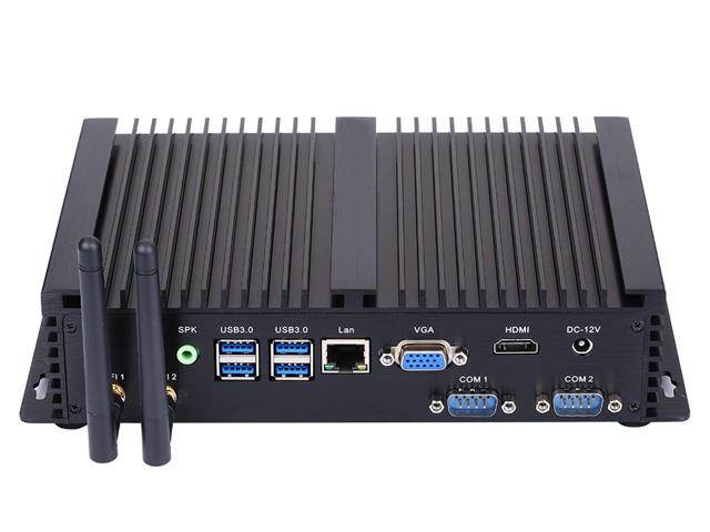 HUNSN Fanless Industrial PC, Mini Computer, Intel Core I3 4005U, Windows 10 Pro/Linux Ubuntu, IM03, WiFi/VGA/HDMI/LAN/2COM RS232/3USB2.0/4USB3.0,(16G RAM/128G SSD)
