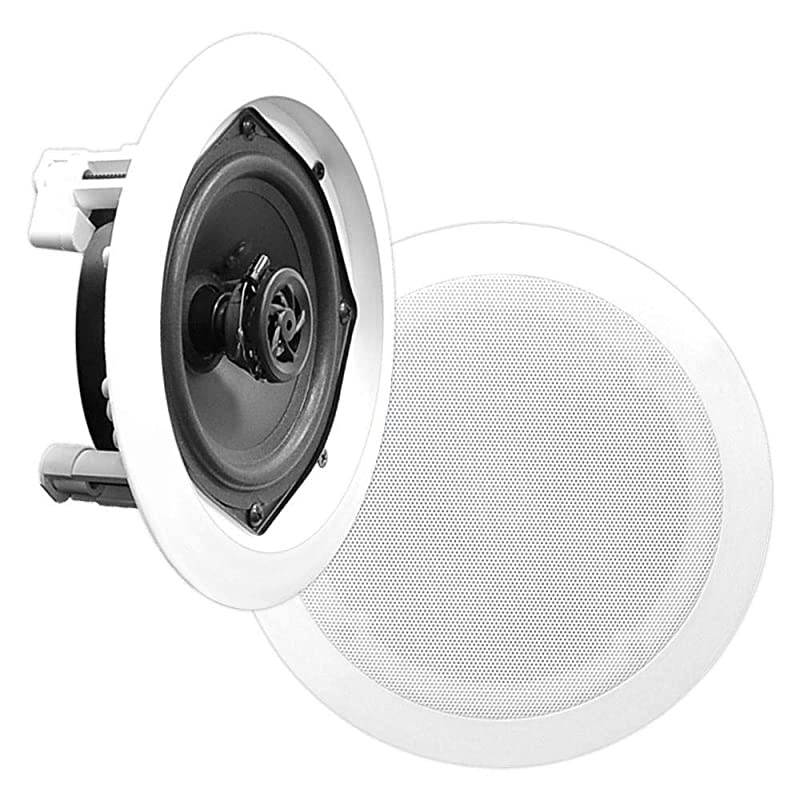 4  PDIC51RD 525 Inch 150W Round White In Ceiling Wall Flush Speakers Four