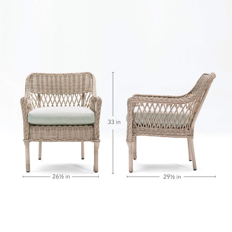 Colfax 2pk Wicker Outdoor Dining Chair with Sunbrella Cast Oasis Cushion - Blue Oak Outdoor