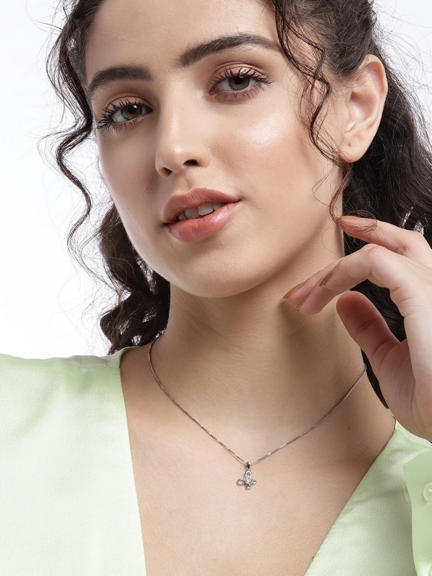 Zavya Butterfly 92.5 Sterling Silver Pendant with Chain