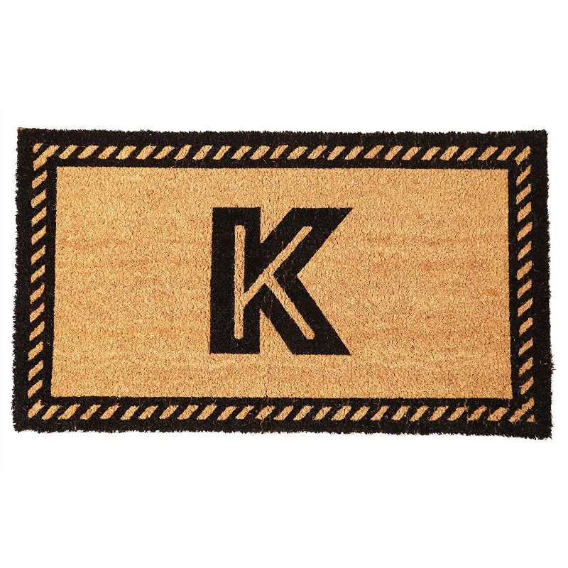 Juvale Monogrammed Letter K Coir Door Mat Welcome Doormat Indoor Outdoor Nonslip Front Rugs 17"x30"
