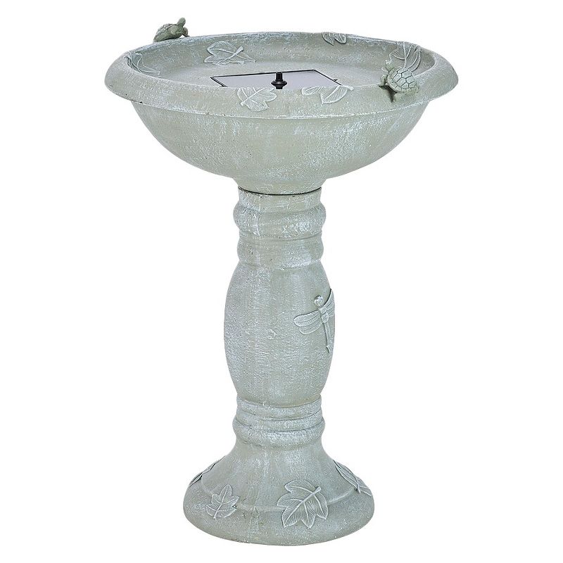 28.75" Smart Living Country Gardens Concrete Solar Birdbath
