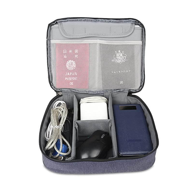 Electronic Organizer Double Layer Travel Accessories Storage Bag for Cord Adapter Battery Camera and Morea Sleeve Pouch for iPad or up to 97 TabletLarge Dark Blue