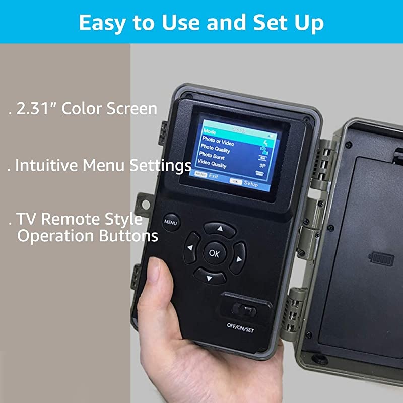 P20 Trail Camera 18MP 1080P 2020 H264 HD MP4 Video 82ft No Glow Night Vision Fast 01s Trigger Time 82ft Motion Activated for Wildlife Game Trail