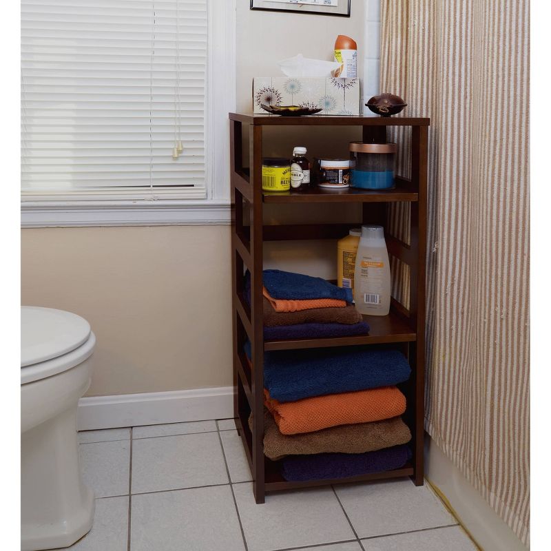 34" Cakewalk High Square Folding Bookcase Mocha Walnut - Regency