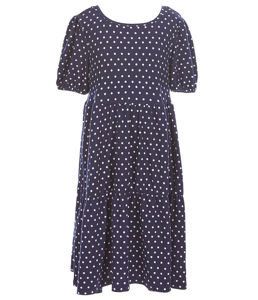 Blush by Us Angels Big Girls 7-16 Puffed-Sleeve Polka-Dot Tiered Babydoll Dress