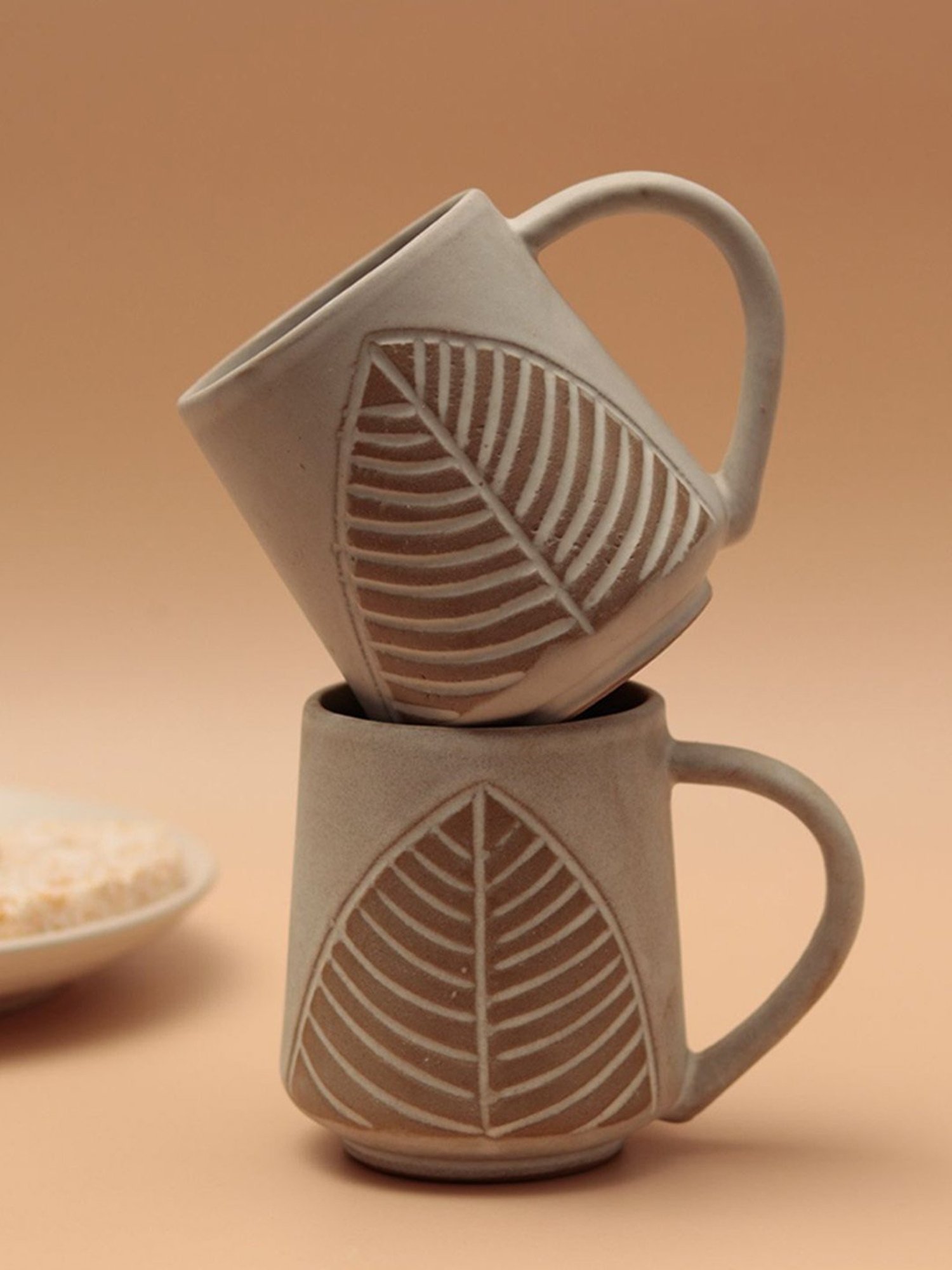 Unravel India Lotus Bageecha Multicolor Ceramic Coffee Mug - Set of 2