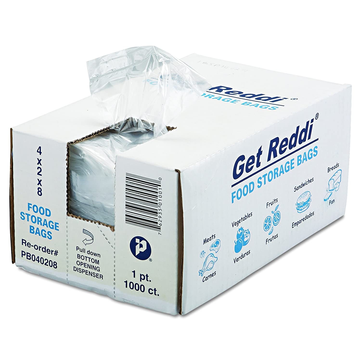 Inteplast Group PB040208 Get Reddi Food & Poly Bag, 4 x 2 x 8, 16oz, .68mil, Clear, 1000/Carton, 1 Carton