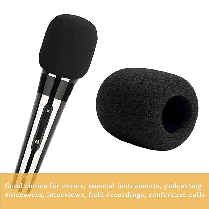 Pack Large Foam Cover Mic Windscreen Microphone Cover Handheld Foam Windscreen for MXL, Audio,Perfect Pop Filter for Recording,Black