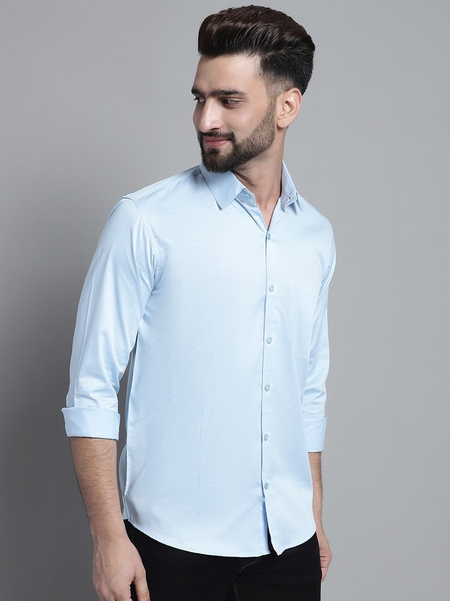 Jainish Sky Satin Regular Fit Shirt