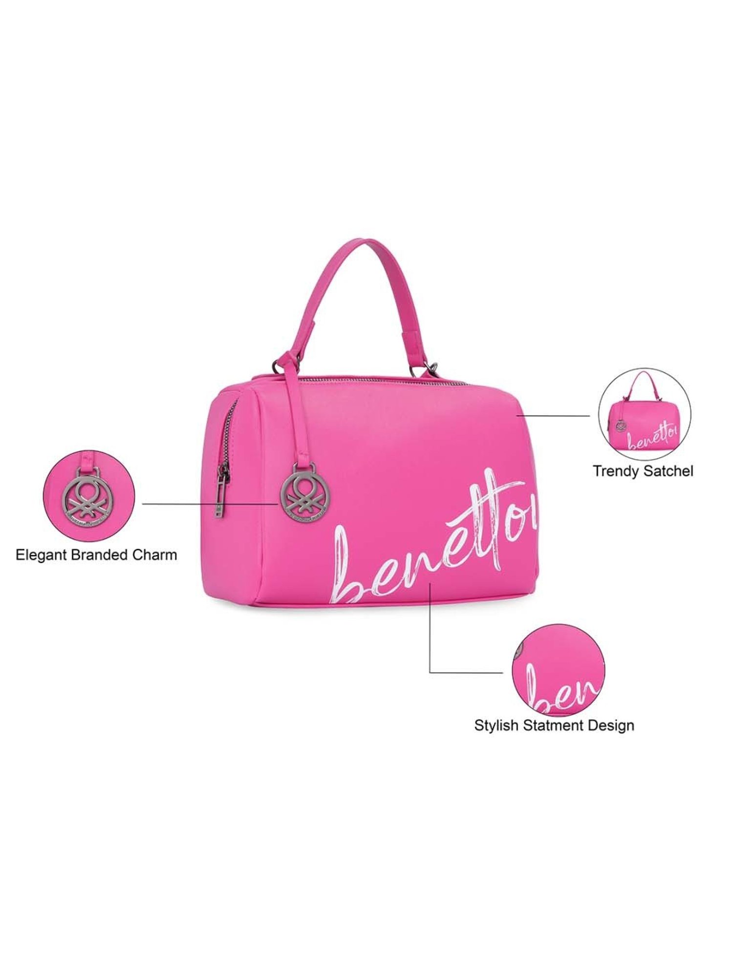 United Colors of Benetton Lianne Pink Solid Handbag