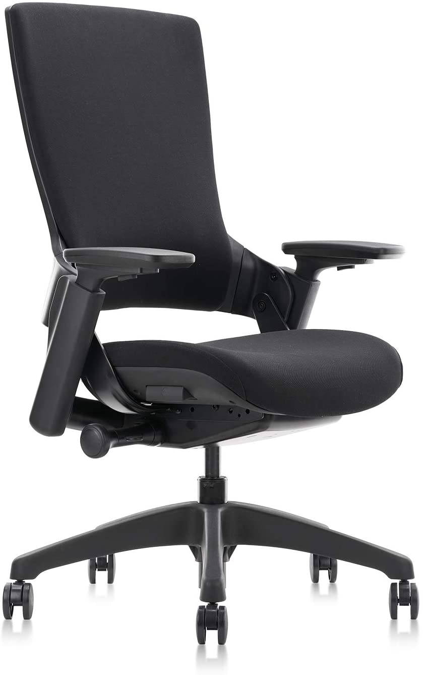 COLAMY Ergonomic High Swivel Executive Chair with Adjustable Height 3D Arm Rest Lumbar Support and Upholstered Back for Home Office Gray New Version