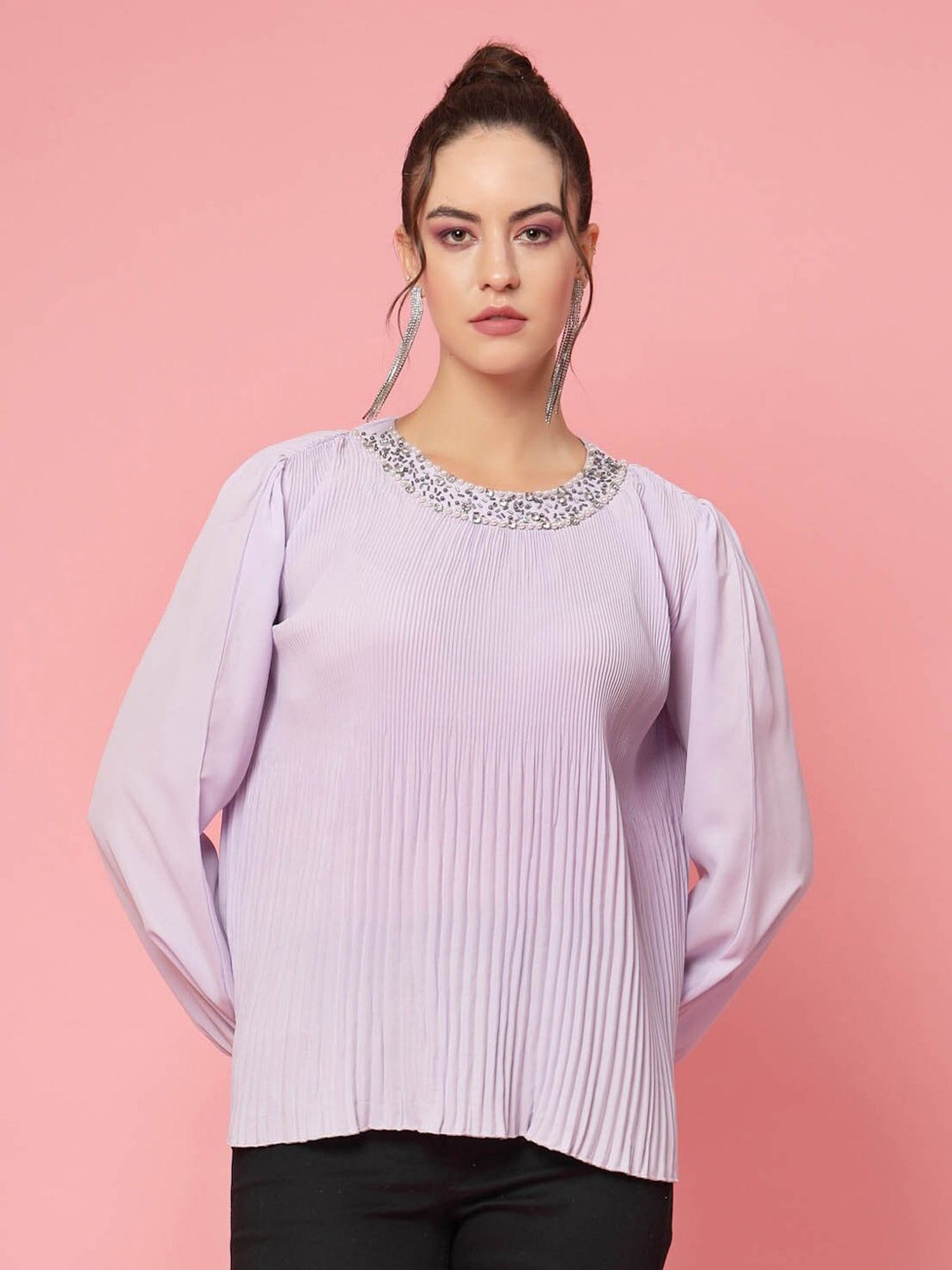 Melon by PlusS Lavender Embellished Top